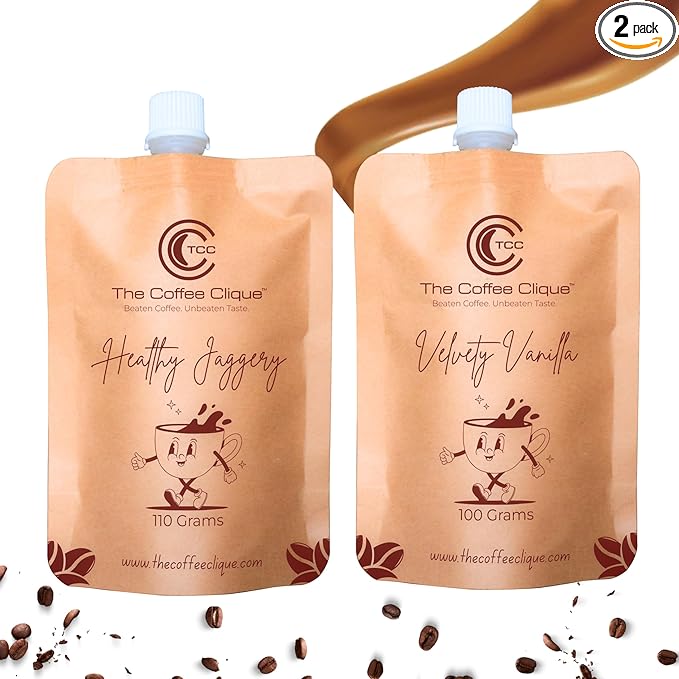 Healthy Jaggery (110g) + Velvety Vanilla (100g) Spout | Pack of 2 | 210 Grams Healthy Jaggery (110g) + Velvety Vanilla (100g) Spout | Pack of 2 | 210 Grams